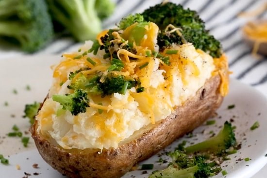 Broccoli and cheese twice baked potatoes