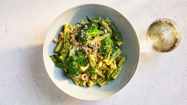 Broccoli-and-hazelnut-pesto pasta