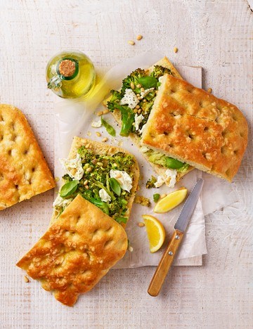 Broccoli and mozzarella focaccia