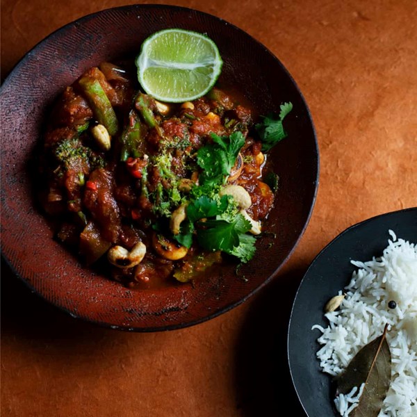 Broccoli and potato with tamarind and ginger