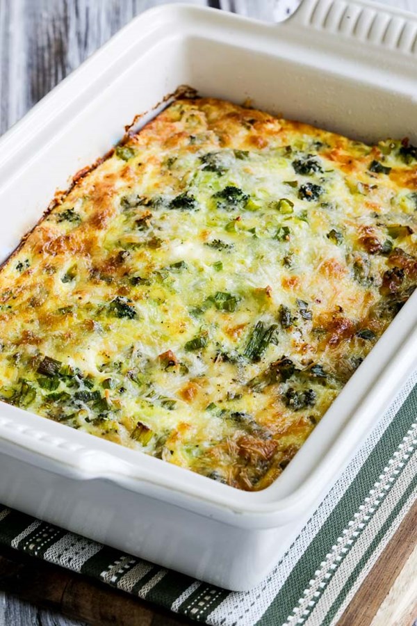 Broccoli and three cheese keto breakfast casserole