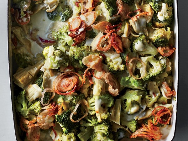 Broccoli-artichoke casserole