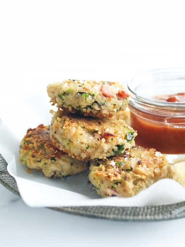 Broccoli, bacon and quinoa fritters
