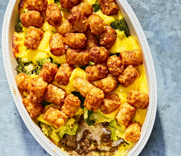 Broccoli, beef & Tater Tot hotdish