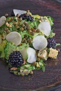 Broccoli, blue cheese & brambles