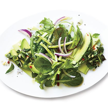 Broccoli carpaccio with broccoli stalk salad