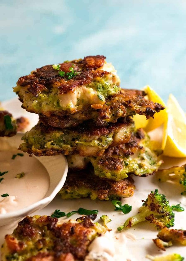 Broccoli chicken fritters