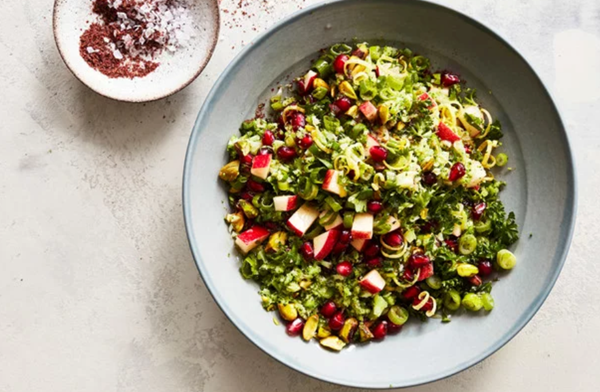 Broccoli, herb, and pistachio "grain" salad