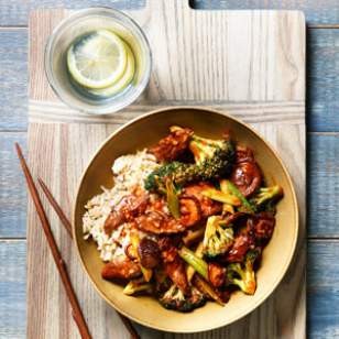 Broccoli, mushroom & beef stir-fry