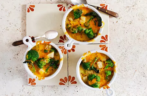 Broccoli, potato, and cheddar soup
