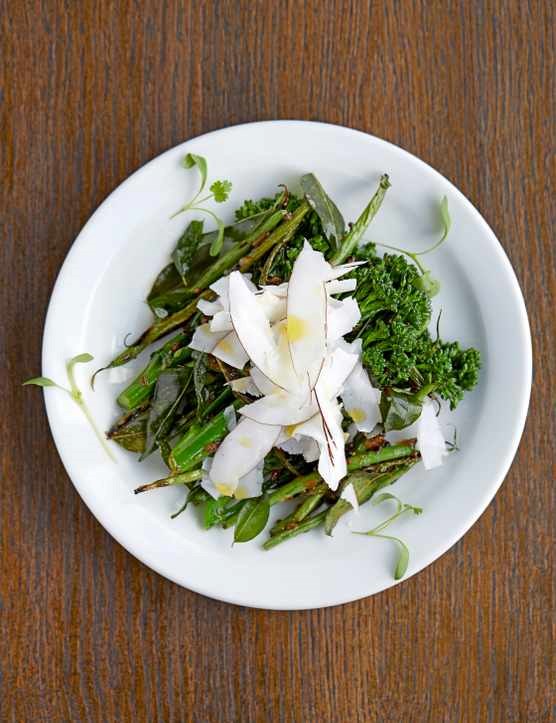 Broccoli raab and coconut salad
