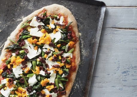 Broccoli raab flat bread pizza