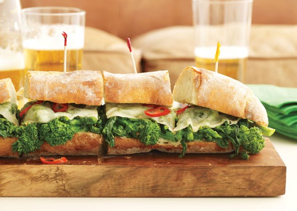 Broccoli rabe and provolone grinders