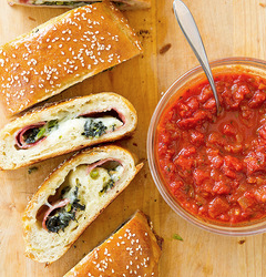 Broccoli rabe and salami stromboli
