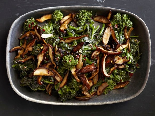 Broccoli rabe and shiitakes