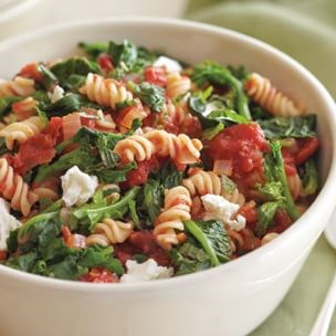 Broccoli rabe, feta, and mint pasta