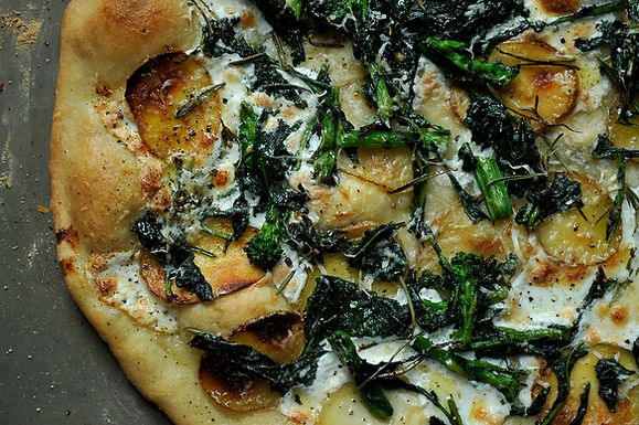 Broccoli rabe, potato and rosemary pizza