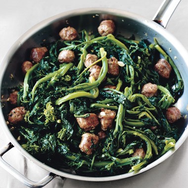 Broccoli rabe with sweet Italian sausage