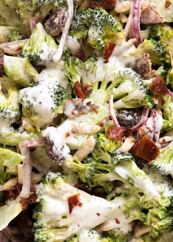 Broccoli salad with lighter creamy dressing