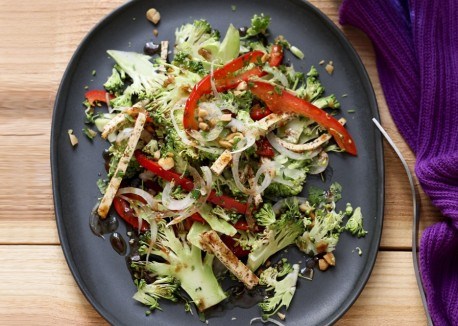 Broccoli slaw salad with five-spice tofu
