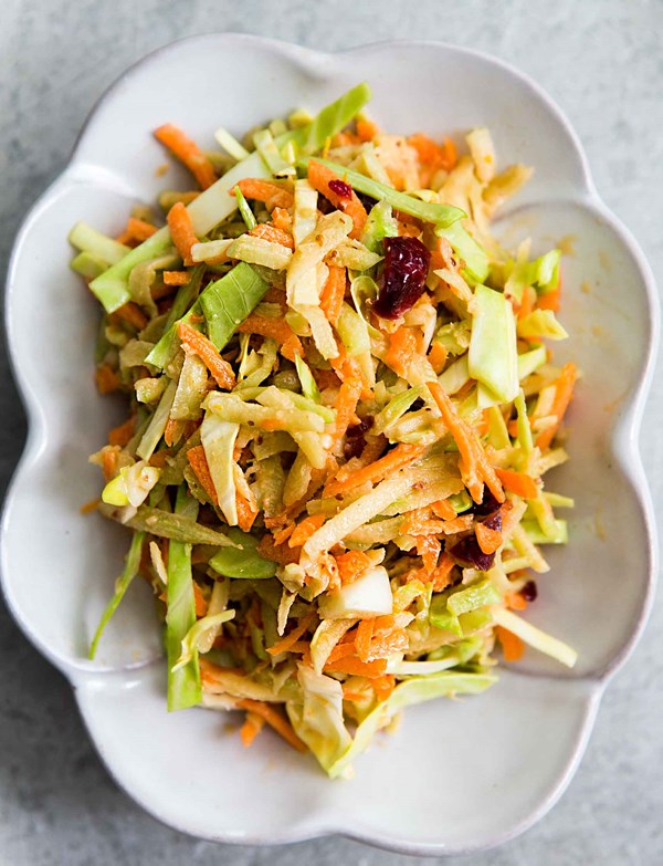 Broccoli slaw with cranberry orange dressing