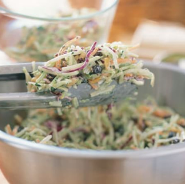 Broccoli slaw with pine nuts
