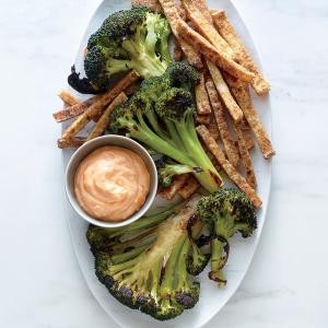 Broccoli steaks with tofu fries