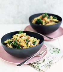 Broccoli, sultana and chilli penne with Parmesan crumbs
