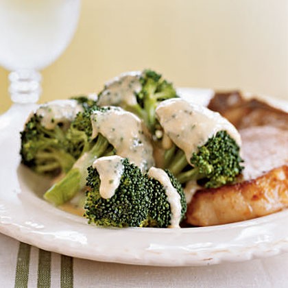 Broccoli with cheddar sauce