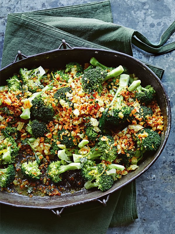 Broccoli with lemon butter and thyme breadcrumbs