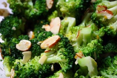 Broccoli with orange, almonds, and brown butter