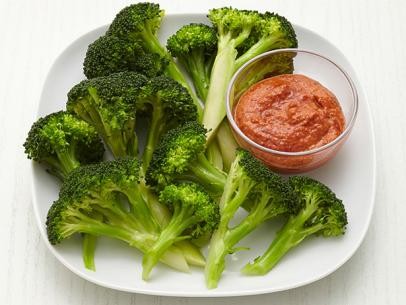 Broccoli with walnut romesco sauce