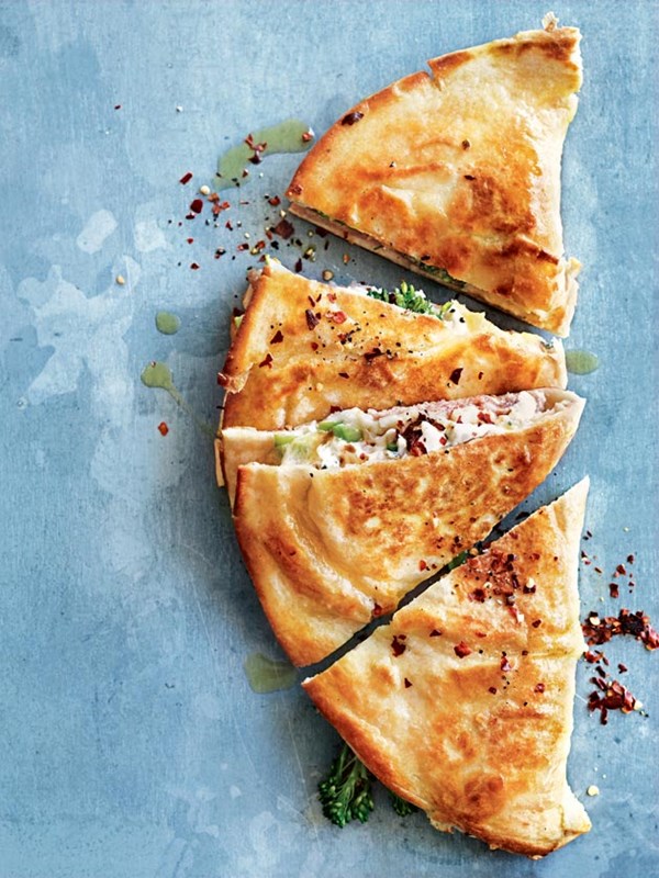 Broccolini and sausage piadina