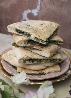 Broccolini stuffed flatbread
