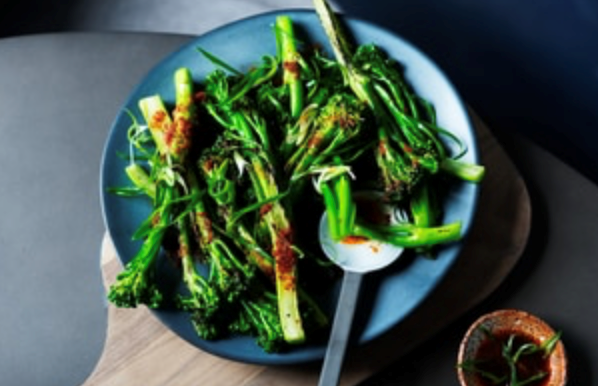 Broccolini with kimchi dressing