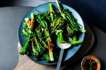 Broccolini with kimchi dressing