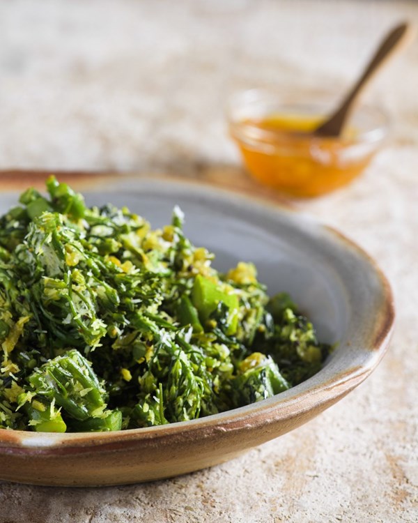Broccolini with mustard seeds and coconut