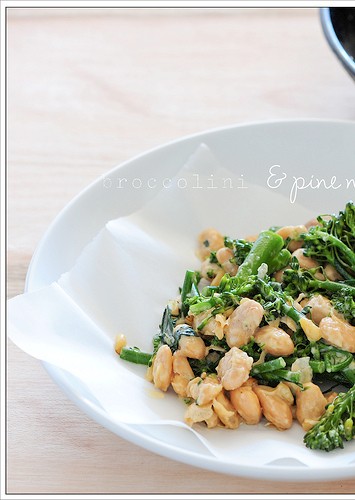 Broccolini with pine nuts & butter beans