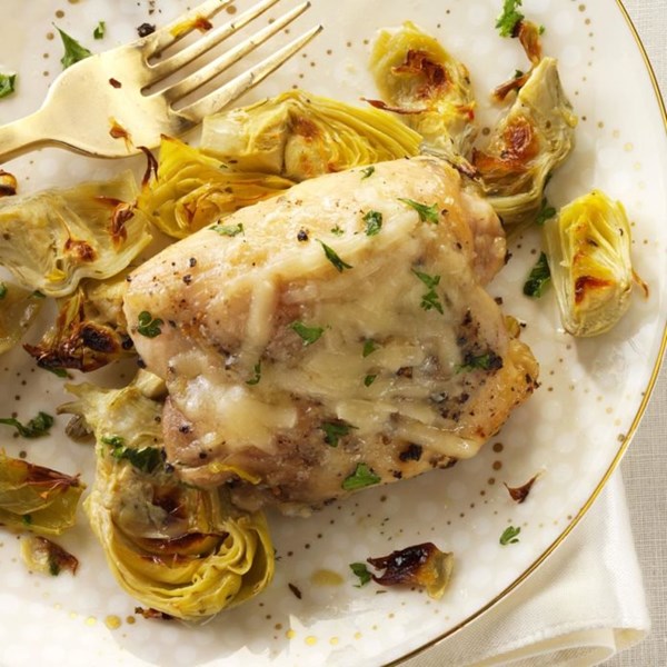 Broiled chicken & artichokes