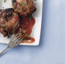 Broiled chicken thighs with chipotle sauce