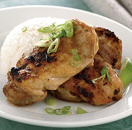 Broiled chicken thighs with coriander rub