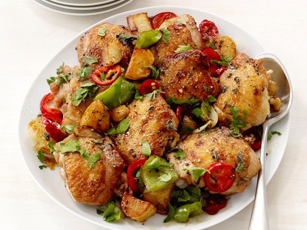 Broiled chicken with peppers