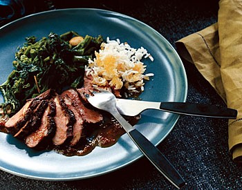 Broiled duck breasts with orange chipotle sauce