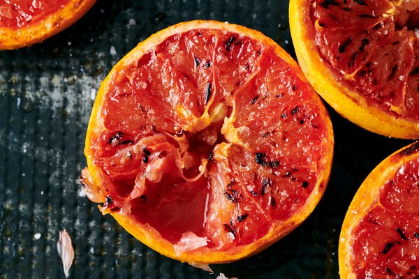 Broiled grapefruit with brown sugar and flaky salt