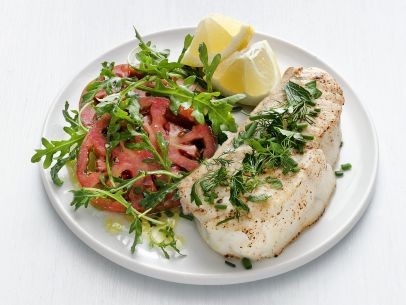 Broiled halibut with summer herbs
