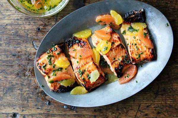 Broiled lemon-honey Arctic char with citrus sauce