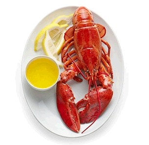 Broiled lobster with melted butter