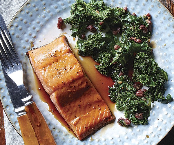 Broiled maple-soy glazed salmon