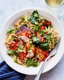 Broiled miso salmon with sesame ginger noodles
