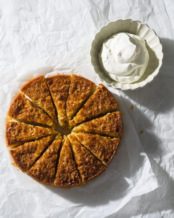 Broken phyllo cake with orange and bay